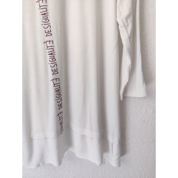 Desigual Kassandra White & Red Floral Asymmetrical Long Sleeve Blouse Size M - Picture 7 of 8